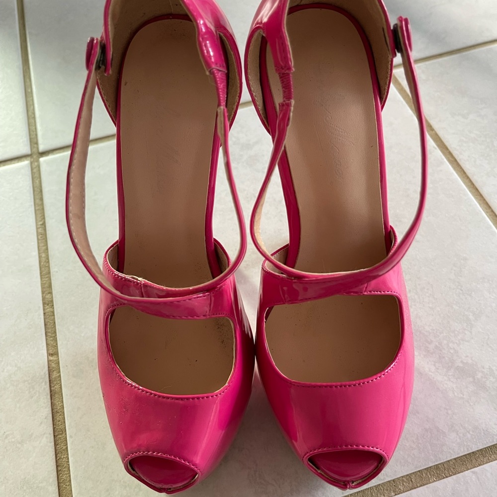 Hot pink platform stilettos high heels